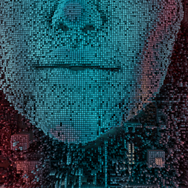 imagem de rosto formado por códigos